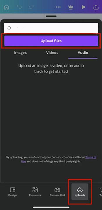 upload audio to Canva on mobile